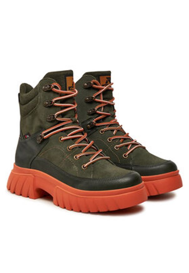 Rieker Revolution Lifestyle Botki W1871-54 Zielony. Kolor: zielony. Materiał: skóra, zamsz