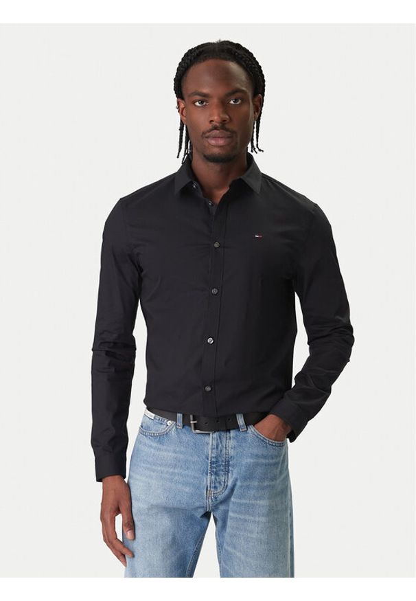 Tommy Jeans Koszula DM0DM04405 Czarny Slim Fit. Kolor: czarny. Materiał: bawełna