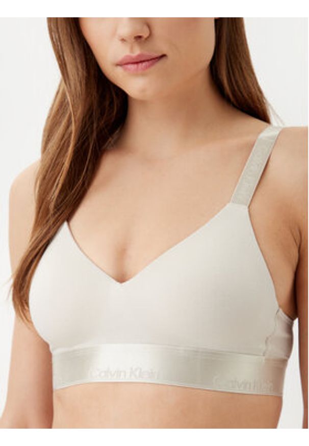 Calvin Klein Underwear Biustonosz bezfiszbinowy 000QF7993E Beżowy. Kolor: beżowy. Materiał: bawełna