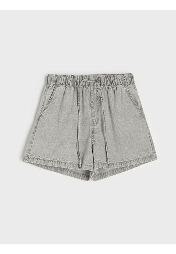Sinsay - Szorty jeansowe jogger high waist - szary. Stan: podwyższony. Kolor: szary. Materiał: jeans