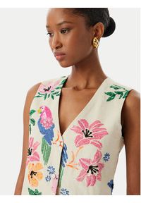 LOLA CASADEMUNT Kamizelka garniturowa LS2602009 Kremowy Regular Fit. Kolor: kremowy. Materiał: bawełna #2