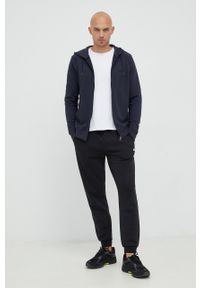 Quiksilver bluza męska kolor granatowy z kapturem gładka. Okazja: na co dzień. Typ kołnierza: kaptur. Kolor: niebieski. Materiał: bawełna. Długość rękawa: raglanowy rękaw. Wzór: gładki. Styl: casual #5