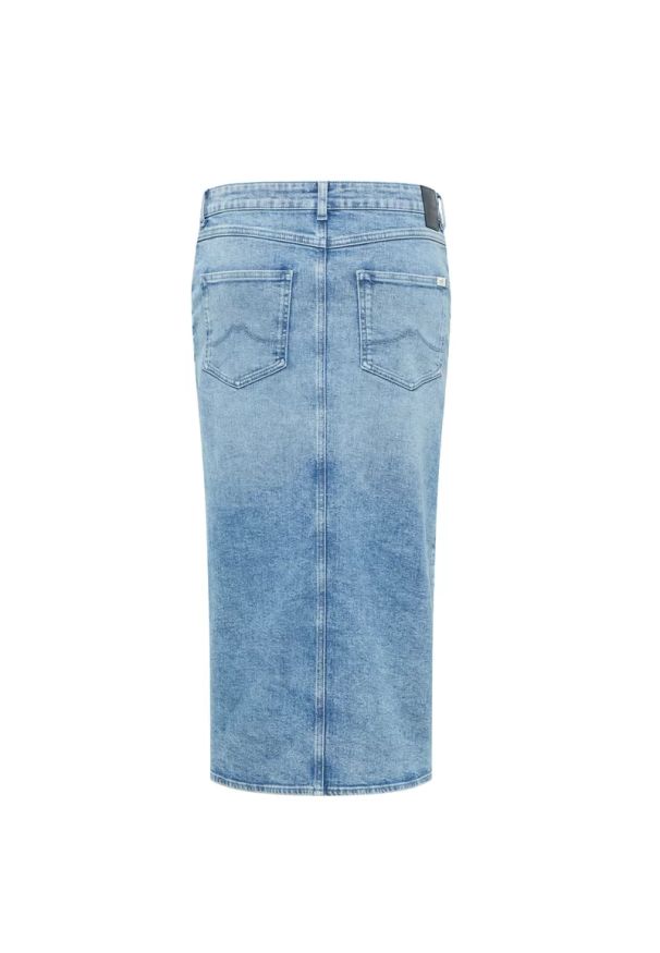 Mustang - Damska spódnica jeansowa MUSTANG Eureka Denim Skirt Denim Blue 1016225 5000 582. Materiał: denim, jeans