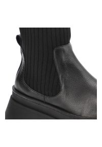 Czarne Botki Artiker Damskie Stylowe Buty Jesienne. Kolor: czarny. Materiał: prążkowany, skóra. Szerokość cholewki: normalna. Sezon: jesień. Styl: elegancki #3