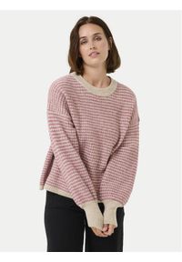 Kaffe Sweter Ellery 10509032 Różowy Loose Fit. Kolor: różowy. Materiał: syntetyk #1