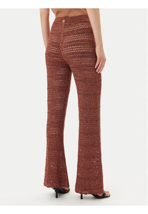TwinSet - TWINSET Spodnie dzianinowe 251TT3196 Brązowy Wide Leg. Kolor: brązowy. Materiał: wiskoza