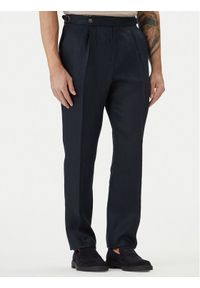 BOSS Spodnie materiałowe H-Perino 50563231 Granatowy Relaxed Fit. Kolor: niebieski. Materiał: len #1