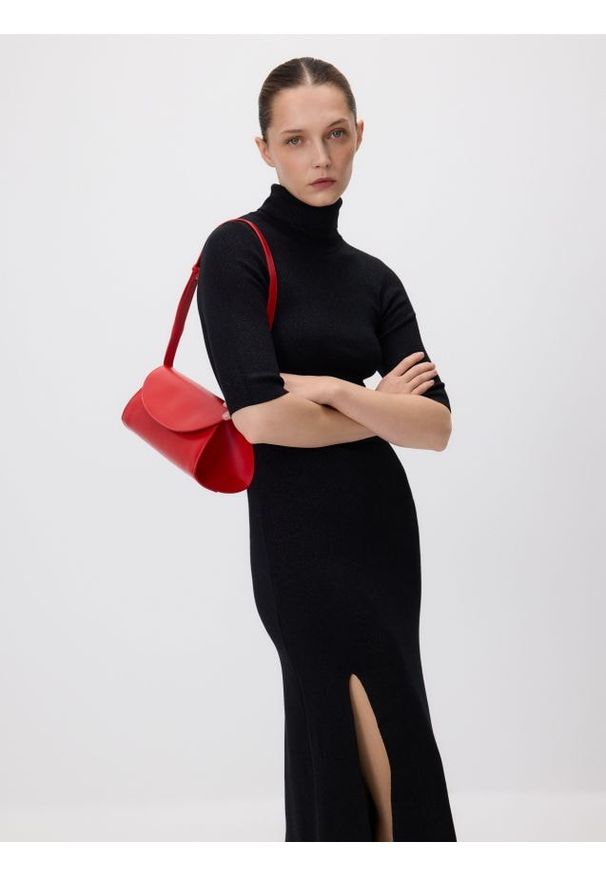 Reserved - Sukienka z wiskozą - czarny. Kolor: czarny. Materiał: wiskoza