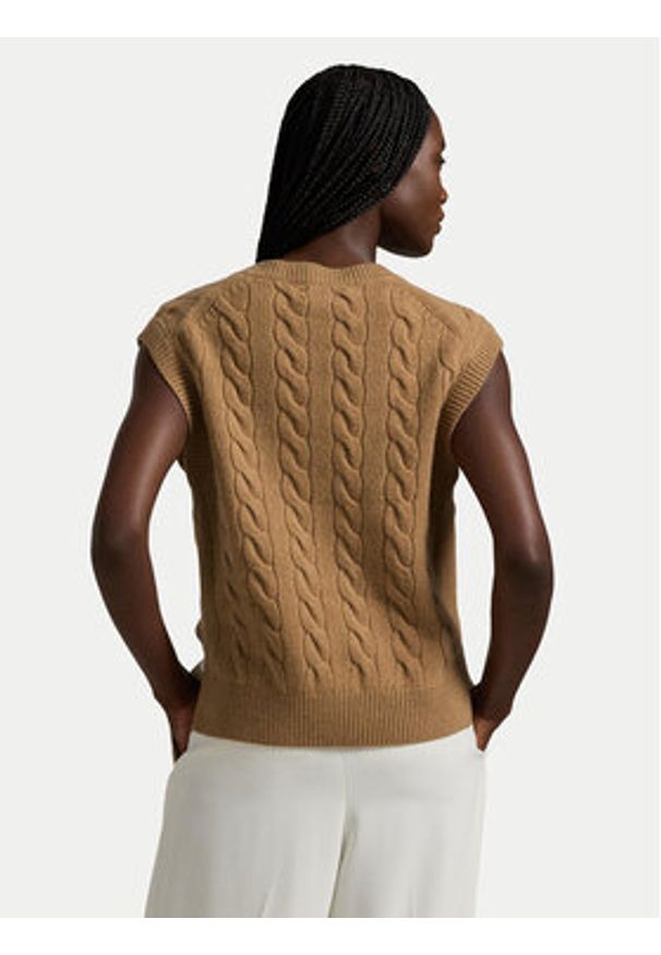 Polo Ralph Lauren Sweter 211949994001 Beżowy Regular Fit. Typ kołnierza: polo. Kolor: beżowy. Materiał: wełna