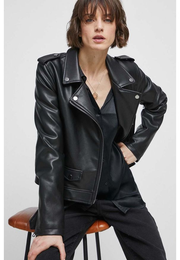 medicine - Medicine ramoneska damska kolor czarny przejściowa. Kolor: czarny. Styl: klasyczny