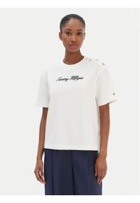 TOMMY HILFIGER - Tommy Hilfiger T-Shirt Script WW0WW47819 Écru Regular Fit. Materiał: bawełna #1
