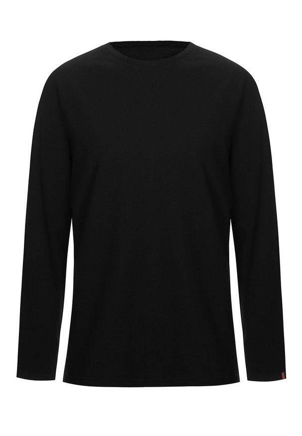 MUUV. - Longsleeve Basic Texture. Okazja: na co dzień. Kolor: czarny. Materiał: skóra, materiał. Długość rękawa: długi rękaw. Wzór: ze splotem. Styl: casual
