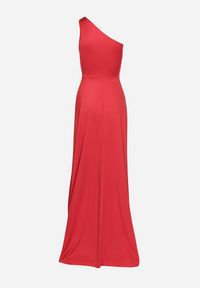 Born2be - Czerwona Sukienka na Jedno Ramię z Marszczeniem i Rozcięciem Talirisa. Okazja: na wesele, na imprezę, na ślub cywilny. Kolor: czerwony. Typ sukienki: asymetryczne. Styl: elegancki, klasyczny #5