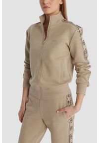 Guess - GUESS Beżowa damska bluza rozpinana z lampasami Britney, Rozmiar XS. Okazja: na co dzień. Kolor: beżowy. Styl: elegancki, casual, sportowy #1
