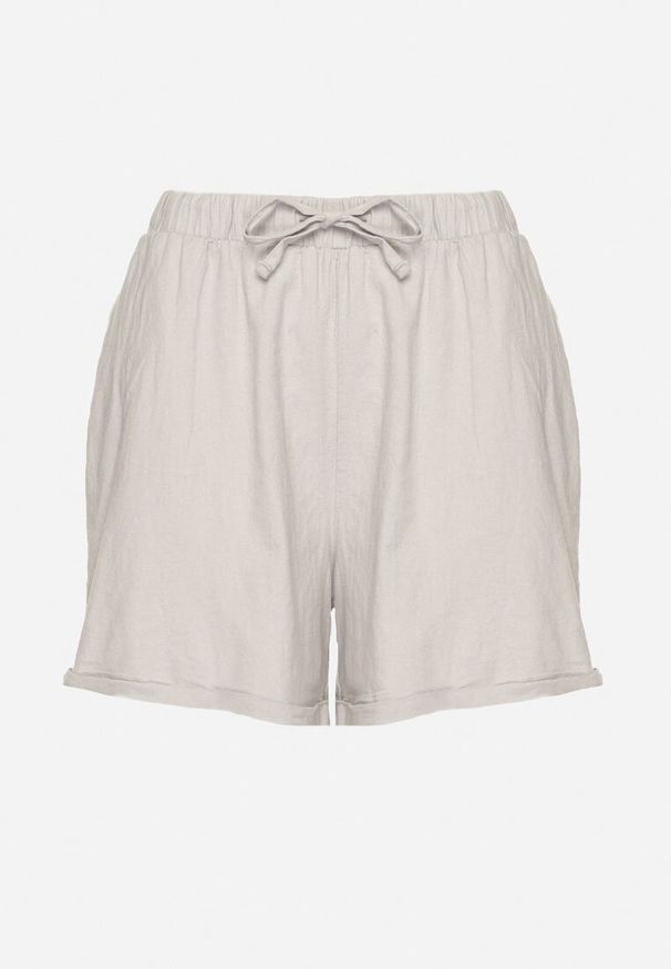 Born2be - Szare Szorty Bawełniane z Elastyczną Gumką w Talii Sarilea. Okazja: na co dzień. Kolor: szary. Materiał: bawełna. Sezon: lato. Styl: casual, elegancki