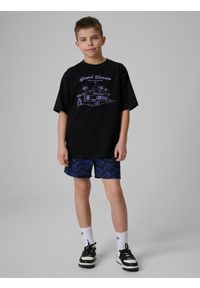 4f - 4F T-shirt loose z nadrukiem chłopięcy - czarny 134/140 (8-10 lat). Okazja: na co dzień. Kolor: czarny. Materiał: dzianina, skóra, bawełna. Wzór: nadruk. Sezon: lato. Styl: casual #2