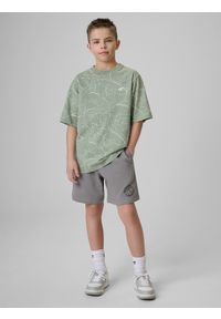 4f - 4F T-shirt loose z nadrukiem chłopięcy - miętowy 164 (13-14 lat). Okazja: na co dzień, na uczelnię. Kolor: turkusowy. Materiał: dzianina, materiał, dresówka, bawełna, skóra. Wzór: nadruk. Sezon: lato. Styl: casual #2