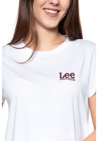 Lee - LEE T SHIRT DAMSKI LOGO TEE WHITE L41WHC14. Wzór: nadruk #7