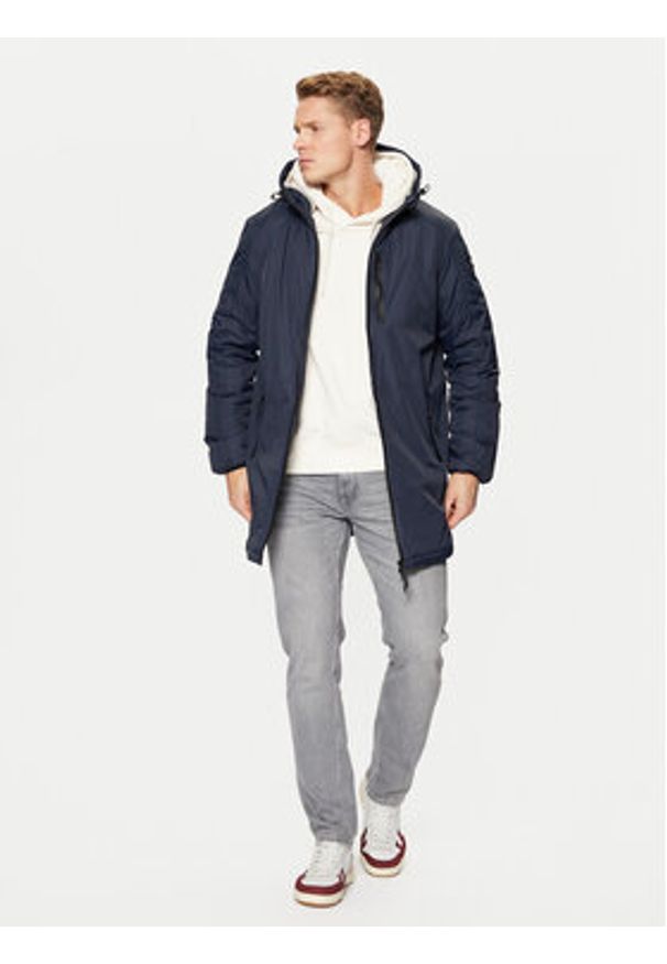 Schott NYC Parka BLADEN2 Granatowy Regular Fit. Kolor: niebieski. Materiał: syntetyk