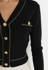 Born2be - Czarny Kardigan Patli. Kolor: czarny. Długość rękawa: długi rękaw. Długość: długie. Styl: retro, elegancki #4