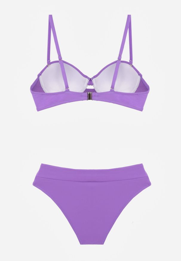 Born2be - Fioletowe Dwuczęściowe Bikini Na Plażę i Basen z Odpinanymi Ramiączkami i Ozdobnym Wycięciem Urilienne. Kolekcja: plus size. Kolor: fioletowy. Długość: długie
