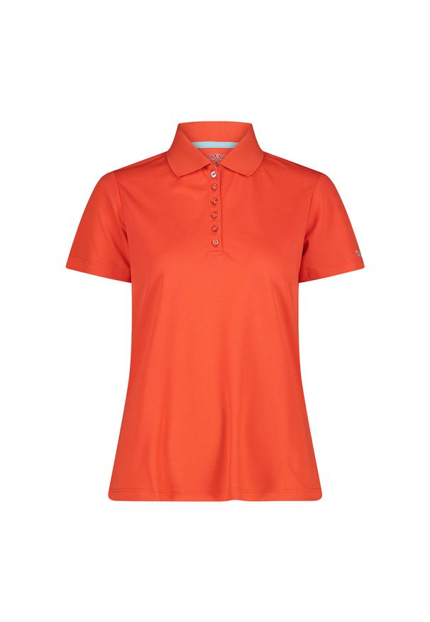 Damska koszulka polo CMP. Typ kołnierza: polo. Kolor: pomarańczowy. Styl: elegancki