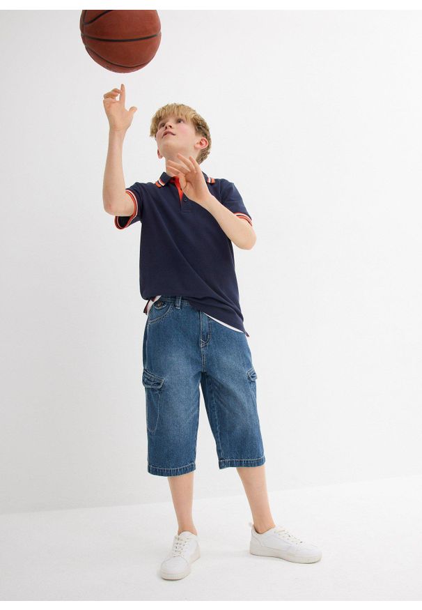 bonprix - Bermudy dżinsowe z czystej bawełny, Loose Fit. Kolor: niebieski