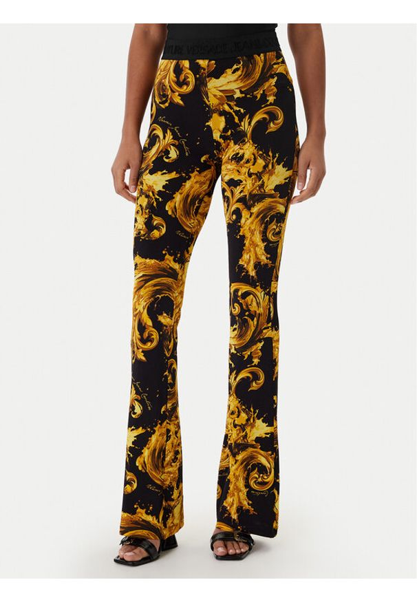 Versace Jeans Couture Legginsy 80HAC107 JS533 Czarny Flare Fit. Kolor: czarny. Materiał: wiskoza