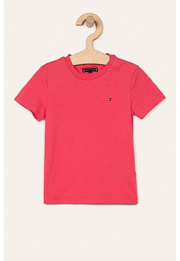 TOMMY HILFIGER - Tommy Hilfiger - T-shirt dziecięcy 86-176 cm. Okazja: na co dzień. Kolor: różowy. Materiał: bawełna, poliester, dzianina. Wzór: gładki. Styl: casual
