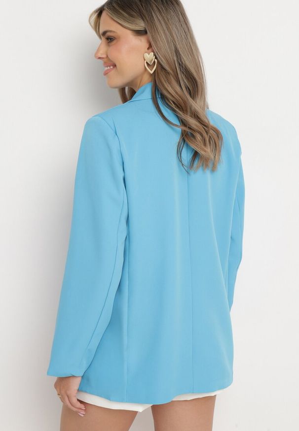 Born2be - Niebieska Marynarka Oversize Niezapinana Basi. Kolor: niebieski