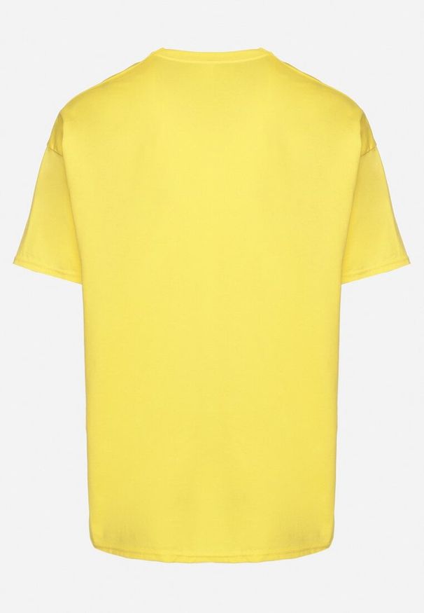Born2be - Żółta Koszulka T-shirt z Bawełny Fodarella. Okazja: na co dzień. Kolor: żółty. Materiał: bawełna. Wzór: aplikacja. Styl: klasyczny, casual, elegancki