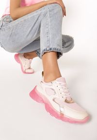 Born2be - Różowe Sneakersy Prisolphi. Kolor: różowy. Materiał: materiał. Szerokość cholewki: normalna #1