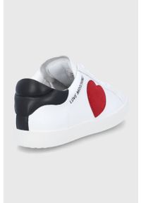 Love Moschino buty skórzane kolor biały. Nosek buta: okrągły. Zapięcie: sznurówki. Kolor: biały. Materiał: skóra. Obcas: na obcasie. Wysokość obcasa: niski #2