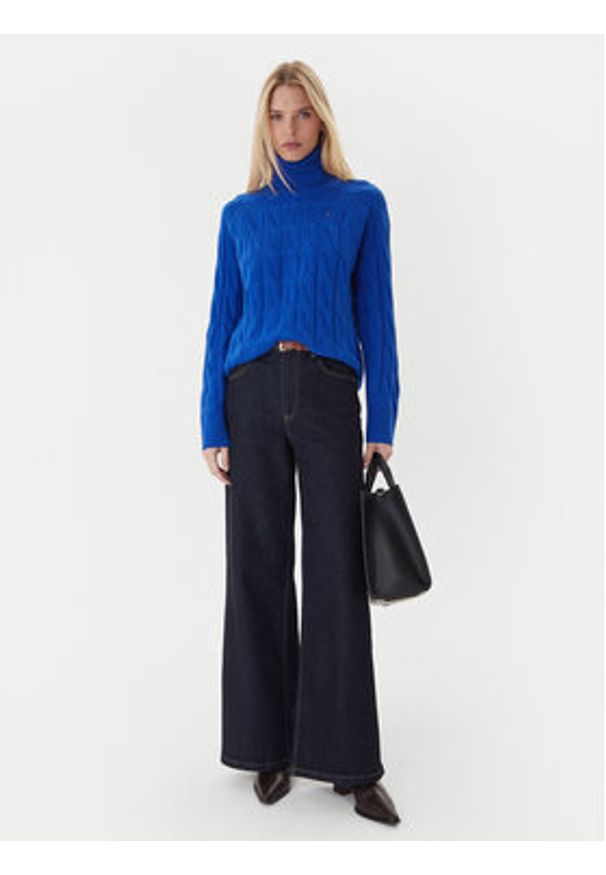 TOMMY HILFIGER - Tommy Hilfiger Golf WW0WW46791 Niebieski Regular Fit. Typ kołnierza: golf. Kolor: niebieski. Materiał: wełna