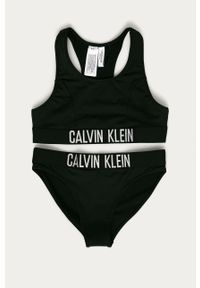 Calvin Klein - Strój kąpielowy dziecięcy 128-176 cm. Kolor: czarny. Materiał: poliester, materiał, dzianina, elastan. Wzór: gładki, nadruk #1