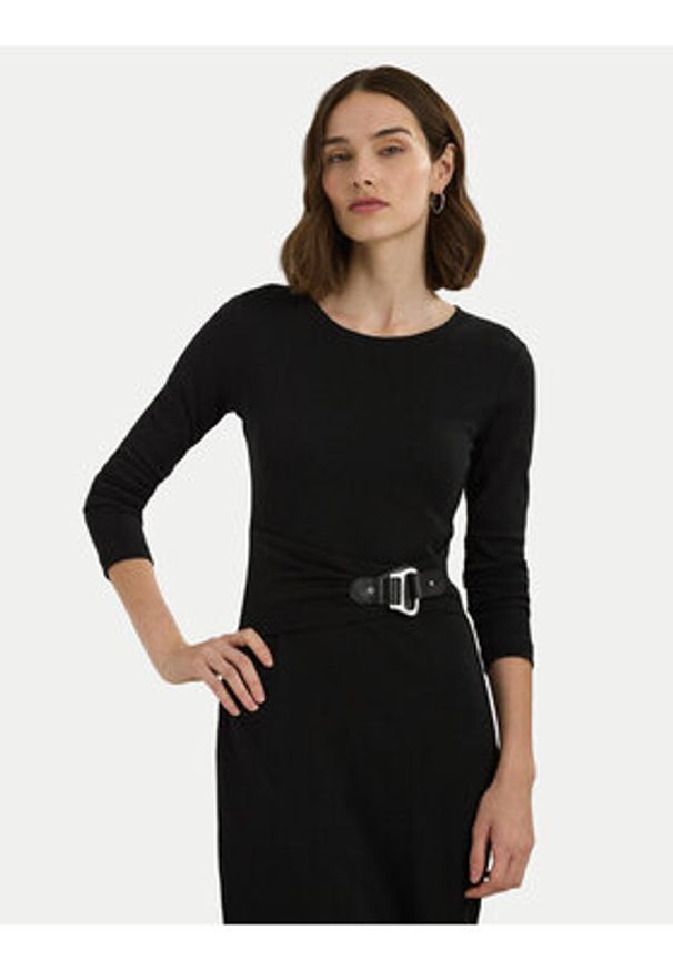 Lauren Ralph Lauren - LAUREN RALPH LAUREN Sukienka codzienna 250940596001 Czarny Slim Fit. Okazja: na co dzień. Kolor: czarny. Materiał: bawełna. Typ sukienki: proste. Styl: casual