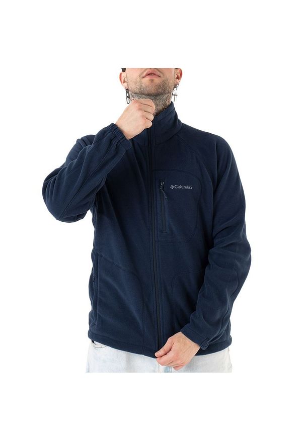 columbia - Bluza Columbia Fast Trek II 1420421468 - granatowa. Typ kołnierza: kaptur. Kolor: niebieski. Materiał: polar, dresówka, poliester. Wzór: aplikacja