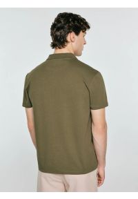 Big-Star - Koszulka męska polo z domieszką lnu khaki Enger 303. Typ kołnierza: polo. Kolor: zielony. Materiał: len. Sezon: lato. Styl: elegancki #4