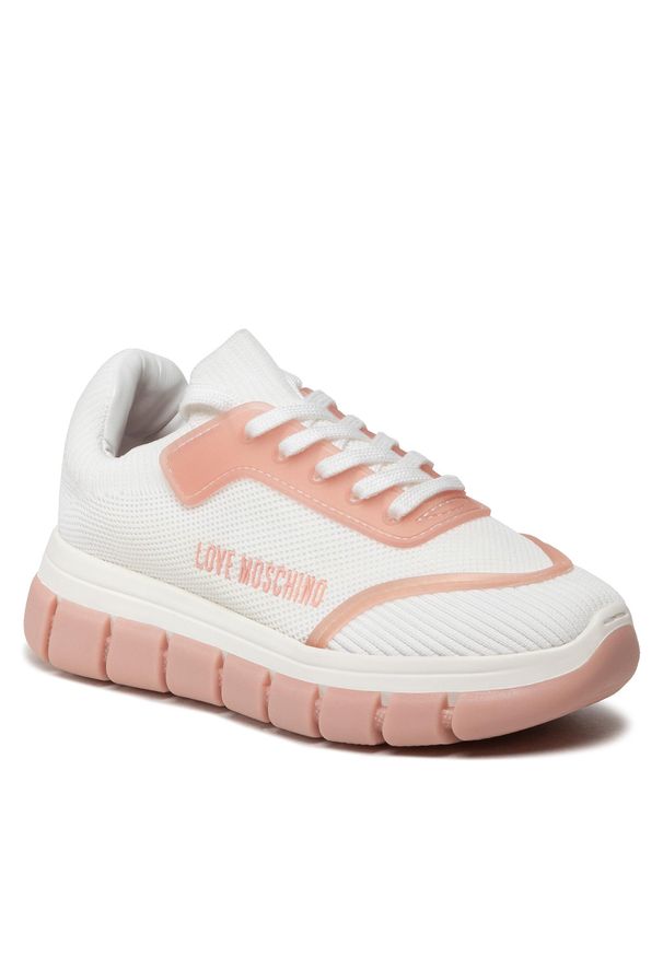 Love Moschino - Sneakersy LOVE MOSCHINO JA15515G0EIZK10B Bianco/Nude. Materiał: materiał