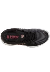 Buty do tenisa damskie K-Swiss Hypercourt Express 2. Kolor: biały, czarny, wielokolorowy. Materiał: syntetyk, materiał. Szerokość cholewki: normalna. Sport: tenis