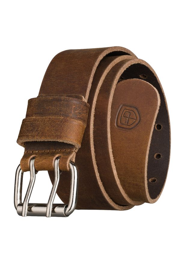 Skórzany, szeroki pasek męski w jasnobrązowym kolorze z klasyczną, podwójną klamrą Peterson PTN LTEO-05-TAN. Kolor: brązowy. Materiał: skóra. Styl: klasyczny