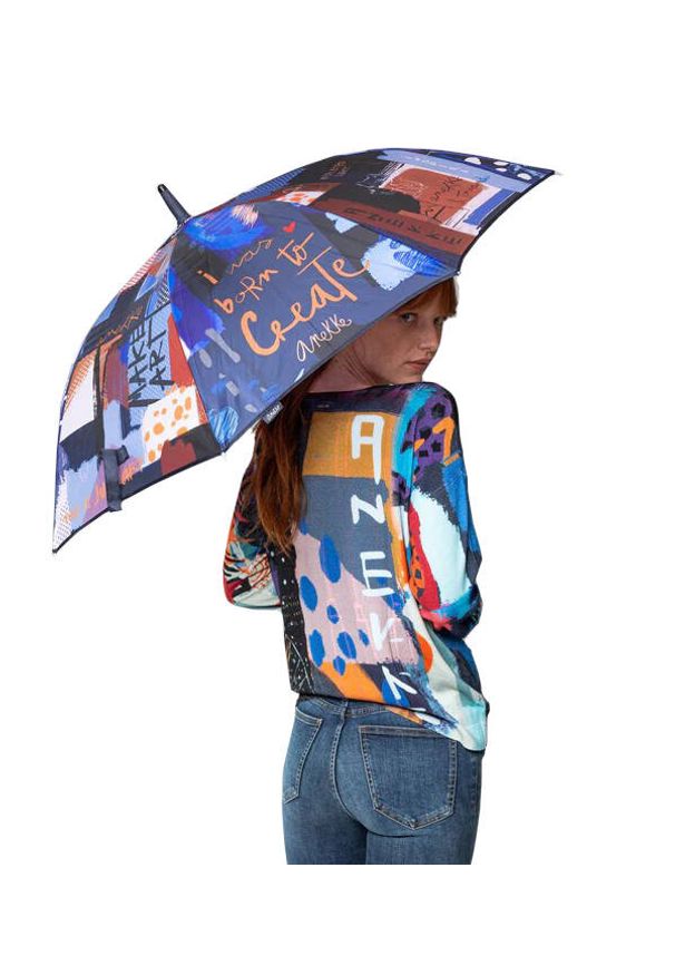 Niebieski Długi Parasol Anekke. Kolor: niebieski