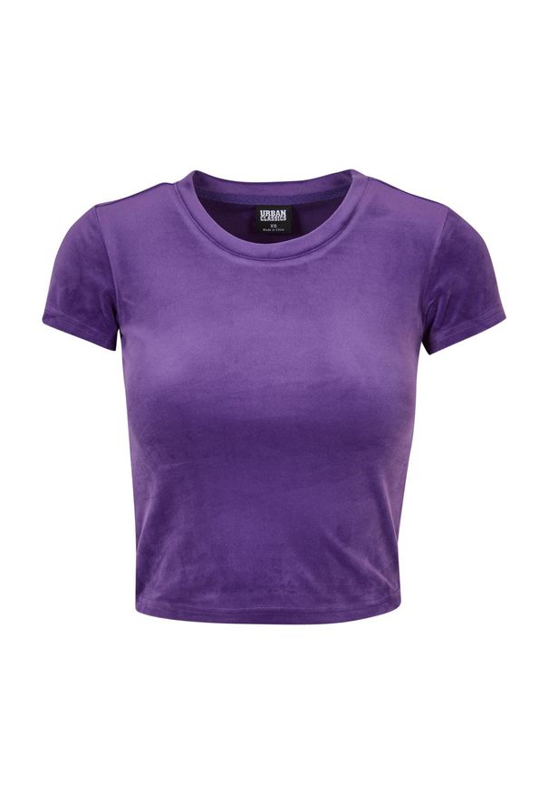 Urban Classics - Aksamitna Krótka Koszulka Damska. Kolor: fioletowy. Długość: krótkie. Sport: turystyka piesza