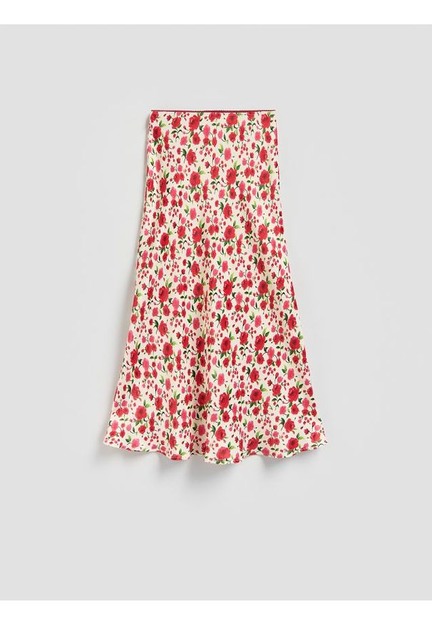 Reserved - Spódnica midi w kwiaty - wielobarwny. Materiał: wiskoza. Wzór: kwiaty