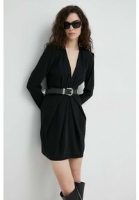 The Kooples sukienka kolor czarny mini prosta. Okazja: na co dzień. Kolor: czarny. Długość rękawa: długi rękaw. Typ sukienki: proste. Styl: casual. Długość: mini #4