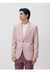 Reserved - Marynarka slim fit - pastelowy róż. Kolor: różowy. Materiał: tkanina #1