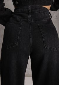 Renee - Czarne Szerokie Jeansy Palazzo z Bawełną High Waist Zinnasira. Okazja: na spacer, na co dzień. Stan: podwyższony. Kolor: czarny. Styl: casual, klasyczny #6