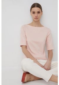 Lauren Ralph Lauren t-shirt damski kolor różowy. Kolor: różowy. Materiał: dzianina. Wzór: gładki