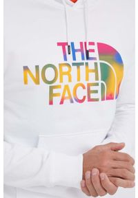 The North Face bluza bawełniana męska kolor biały z kapturem z nadrukiem. Typ kołnierza: kaptur. Kolor: biały. Materiał: bawełna. Wzór: nadruk #2