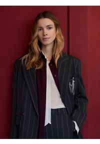 Reserved - Marynarka z wiskozą - ciemnoszary. Kolor: szary. Materiał: wiskoza #1